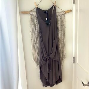 Trouve Gray front tie dress